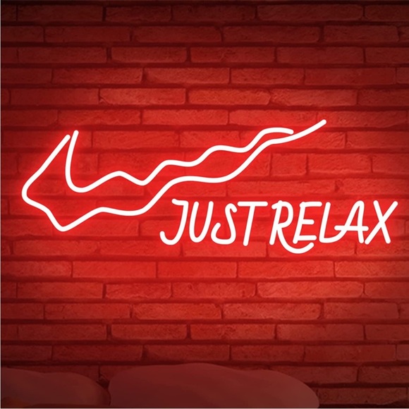 NIKE Just Relax Pink Neon Sign Retro 90’s Self Care Bedroom College Teen Decor - Picture 7 of 8
